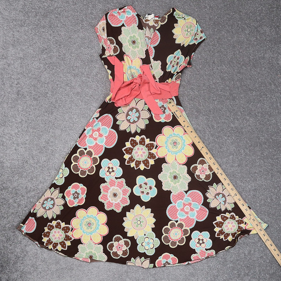 VTG Jody California Made in USA Floral PTP 15in Mulitcolor MidLength Retro Dress - Picture 2 of 11